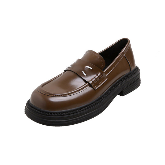 Damen Glänzende Penny‑Loafer im Retro‑Chunky‑Look mit sculpted Plateau‑Sohle Shop Nory