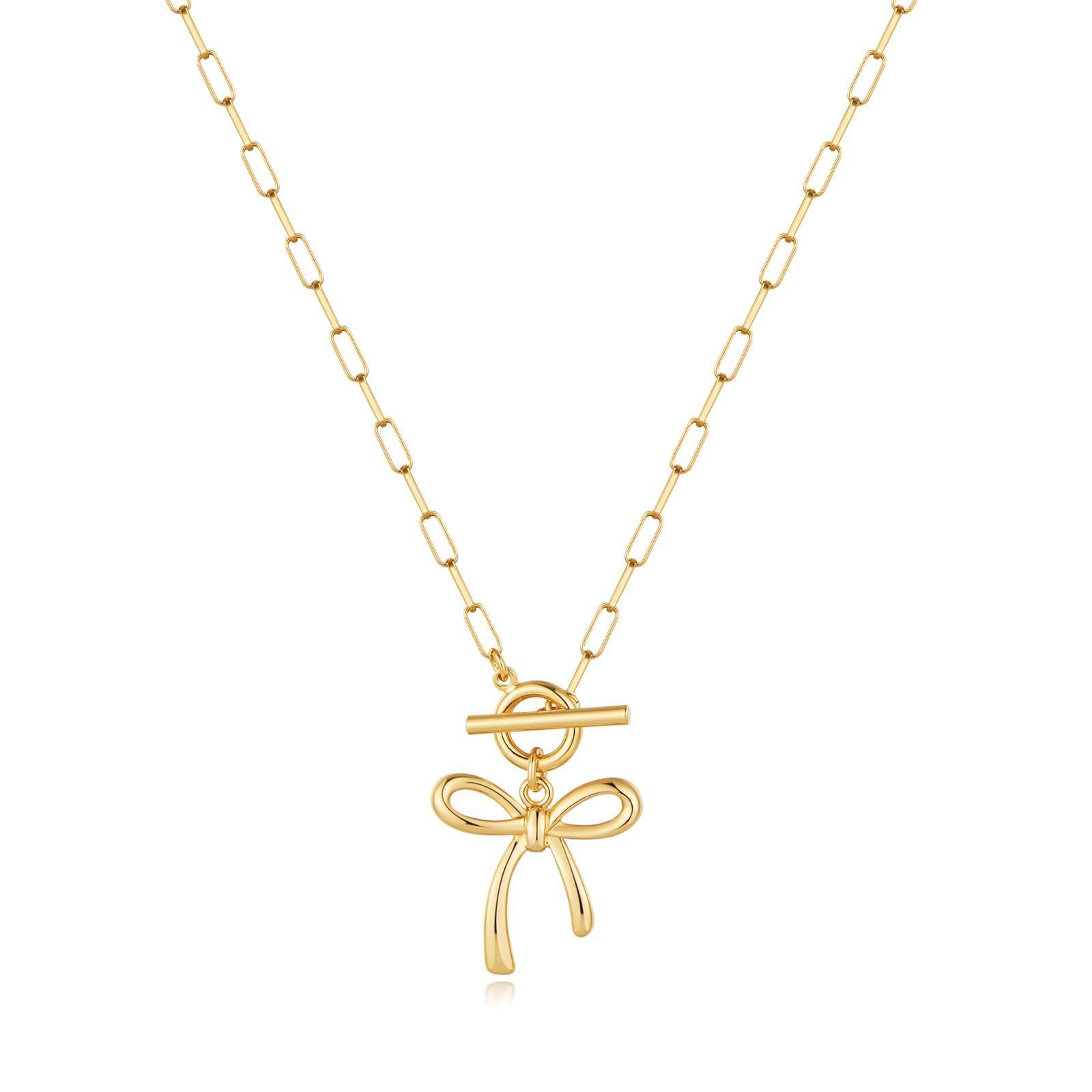 Damen Halskette mit elegantem Schleifenanhänger und robustem Kettendesign Shop Nory