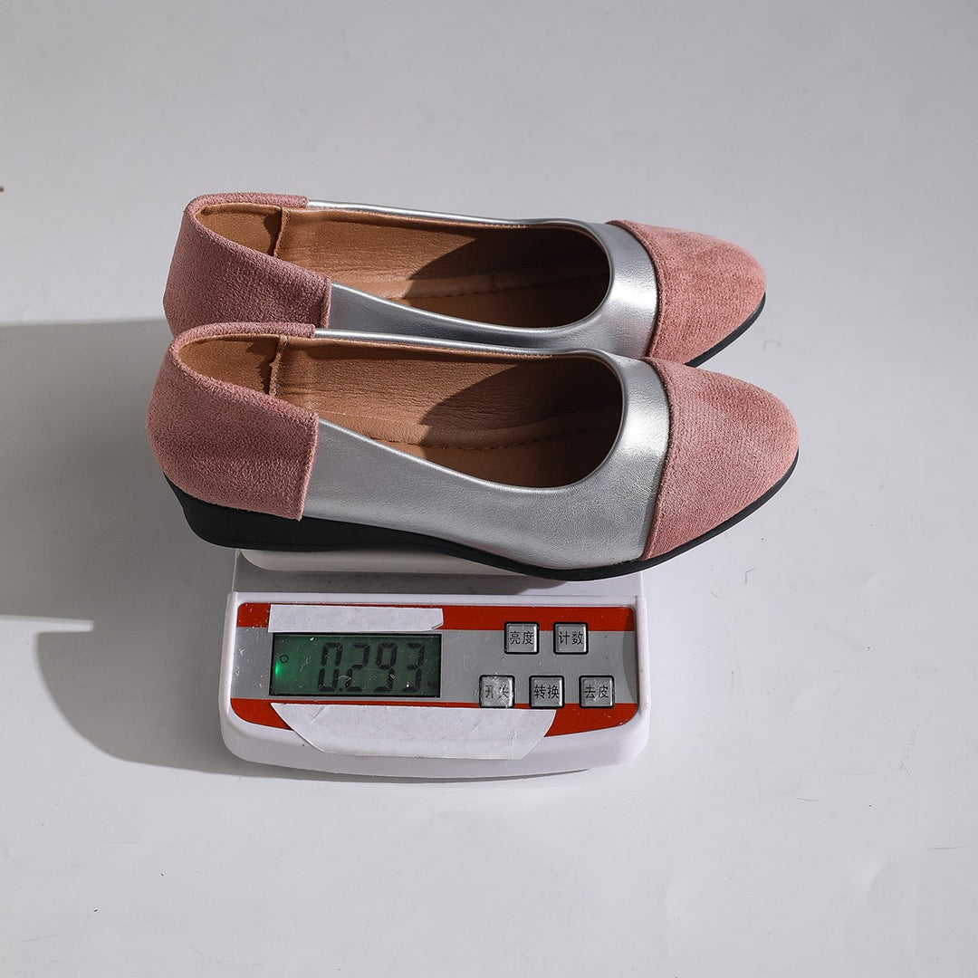 Damen Komfort-Ballerinas mit leichtem Keilabsatz, Materialmix und gepolstertem Fußbett Shop Nory