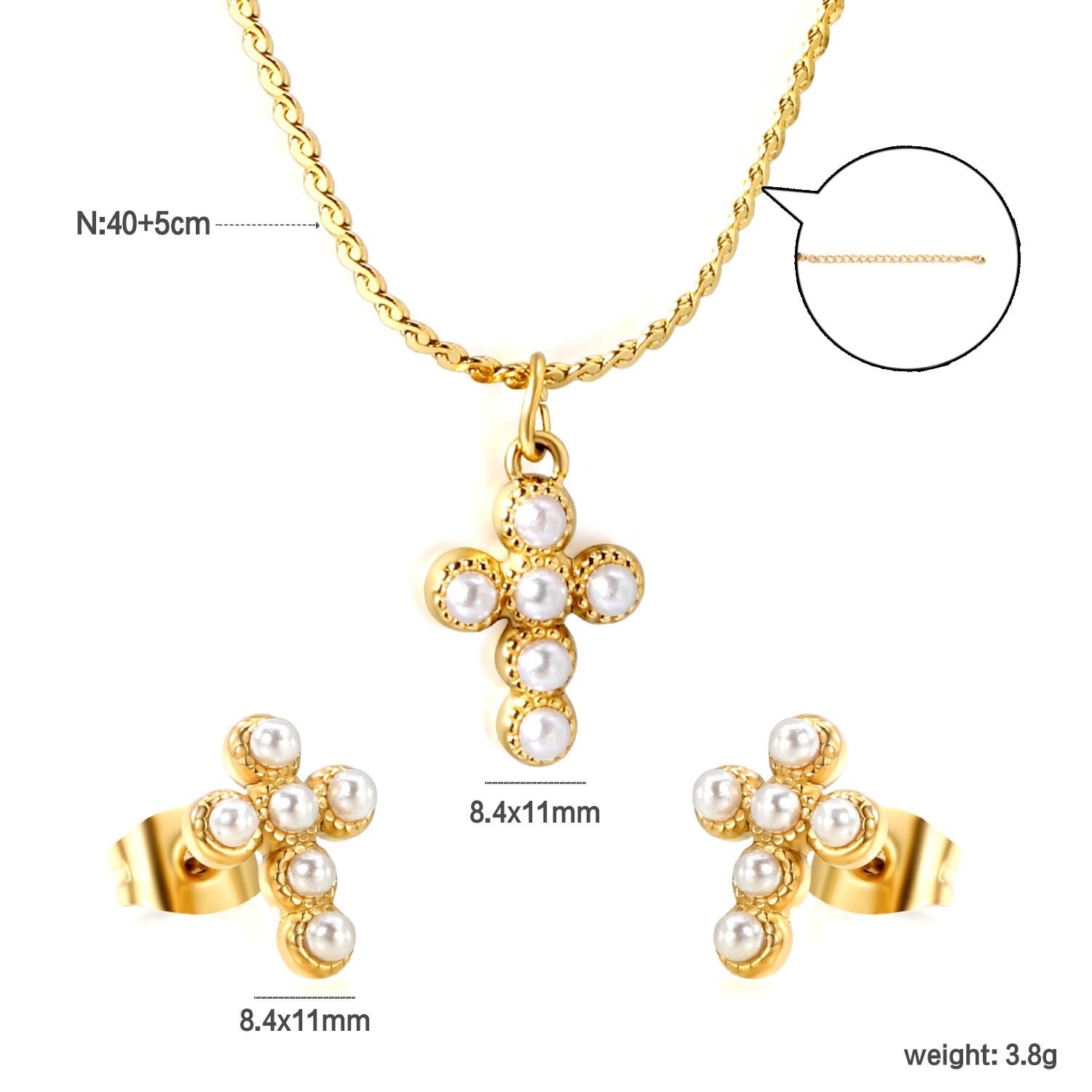 Damen Schmuckset mit Kruzifix-Anhänger und passenden Ohrringen Shop Nory