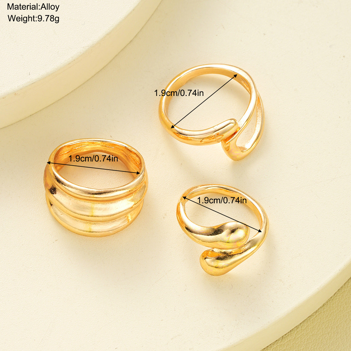 Damen modisches Ring-Set mit einzigartigen und organischen Formen Shop Nory