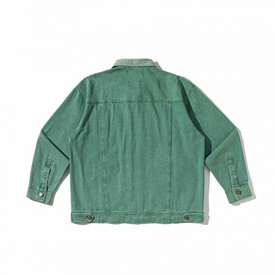 Unisex Kastenförmige Overshirt‑Jacke aus gewaschenem Denim mit Frontreißverschluss und Mehrfachtaschen Shop Nory
