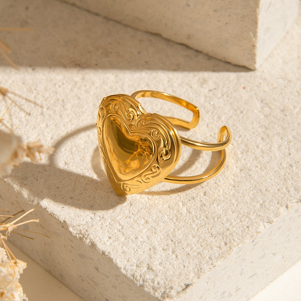 Damen Herzförmiger Ring aus hypoallergenem Edelstahl mit elegantem Design Shop Nory