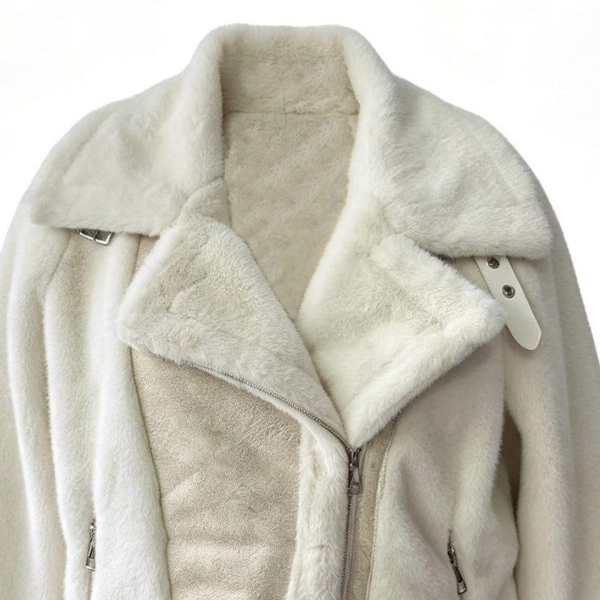Damen Kurzjacke im Aviatorstil mit Kunstfell‑Futter und Schnallenärmeln Shop Nory