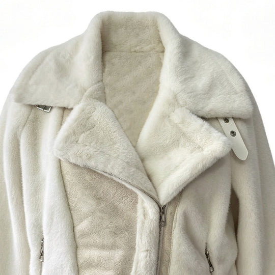 Damen Kurzjacke im Aviatorstil mit Kunstfell‑Futter und Schnallenärmeln Shop Nory