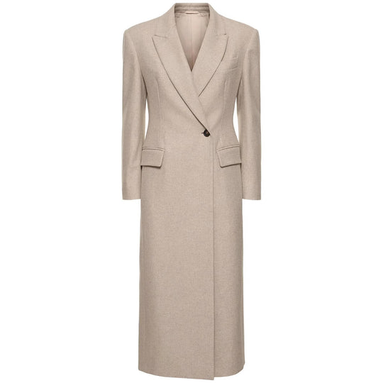 Damen Taillierter Longline Wollmixmantel mit schlanker Silhouette und Einreihiger Knopfleiste Shop Nory