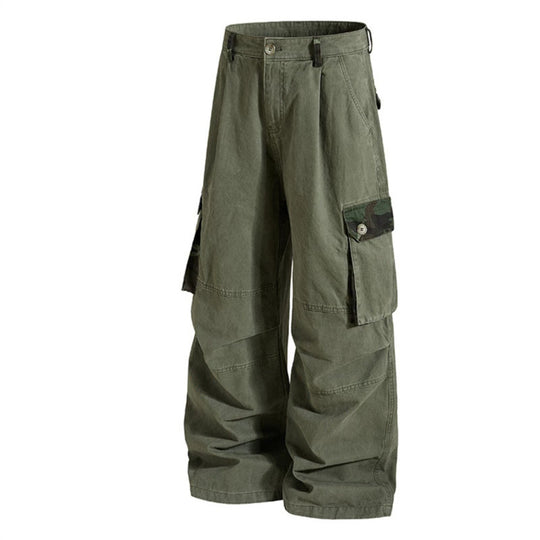 Damen weite Cargo-Hose im Utility-Stil mit hoher Taille und großzügigen Klappentaschen Shop Nory