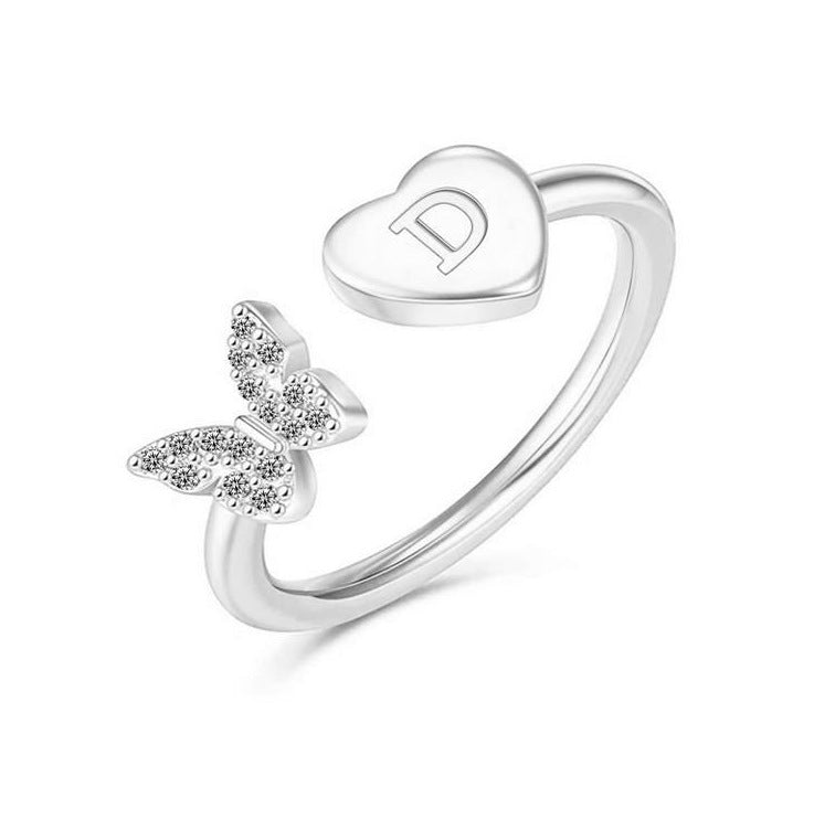 Damen Ring mit Schmetterlingsdesign und Herzmotiv Shop Nory