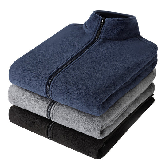 Herren Microfleece Outdoorjacke mit Stehkragen und durchgehendem Reißverschluss Shop Nory