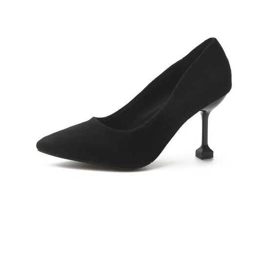 Damen spitze Pumps mit geometrischem Stiletto-Absatz und weichem Velours-Obermaterial Shop Nory