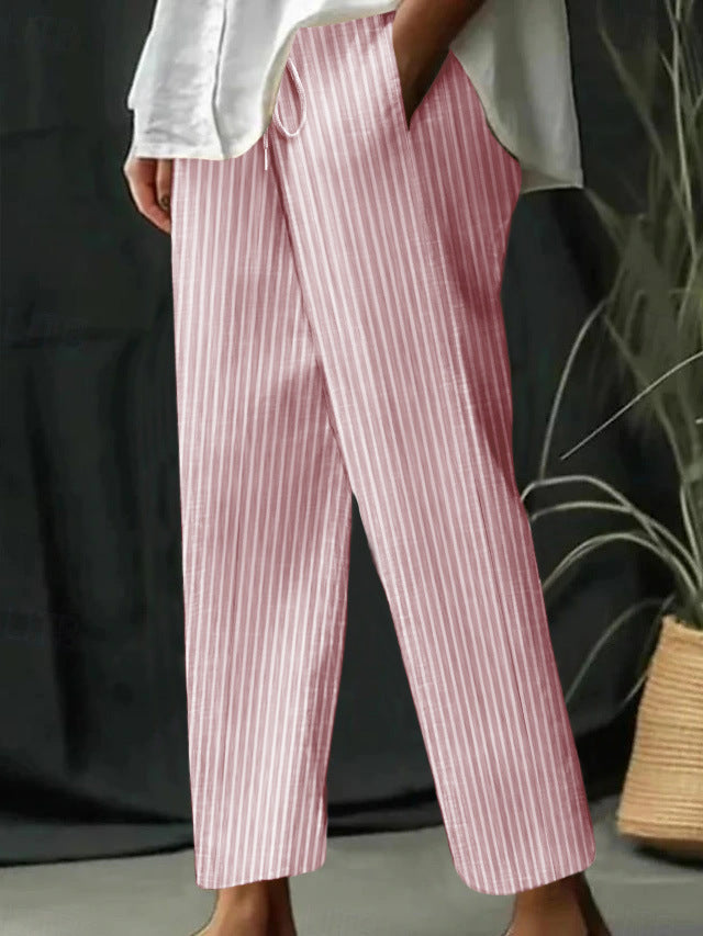 Damen Freizeithose mit gestreiftem Design und komfortablem Bund