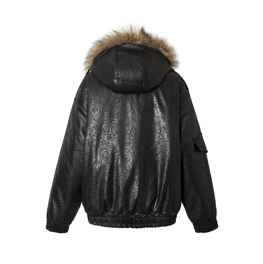 Herren Gepolsterter Oversize-Bomber mit Kunstpelzkragen und Utility-Taschen Shop Nory