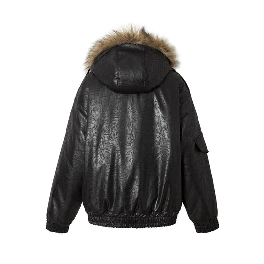Herren Gepolsterter Oversize-Bomber mit Kunstpelzkragen und Utility-Taschen Shop Nory