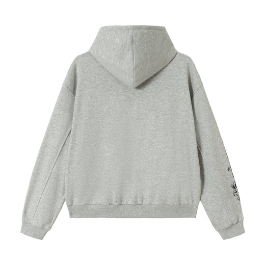 Damen Oversize-Kapuzenjacke mit Reißverschluss, hohem Kragen und grafischen Tattoo-Prints Shop Nory