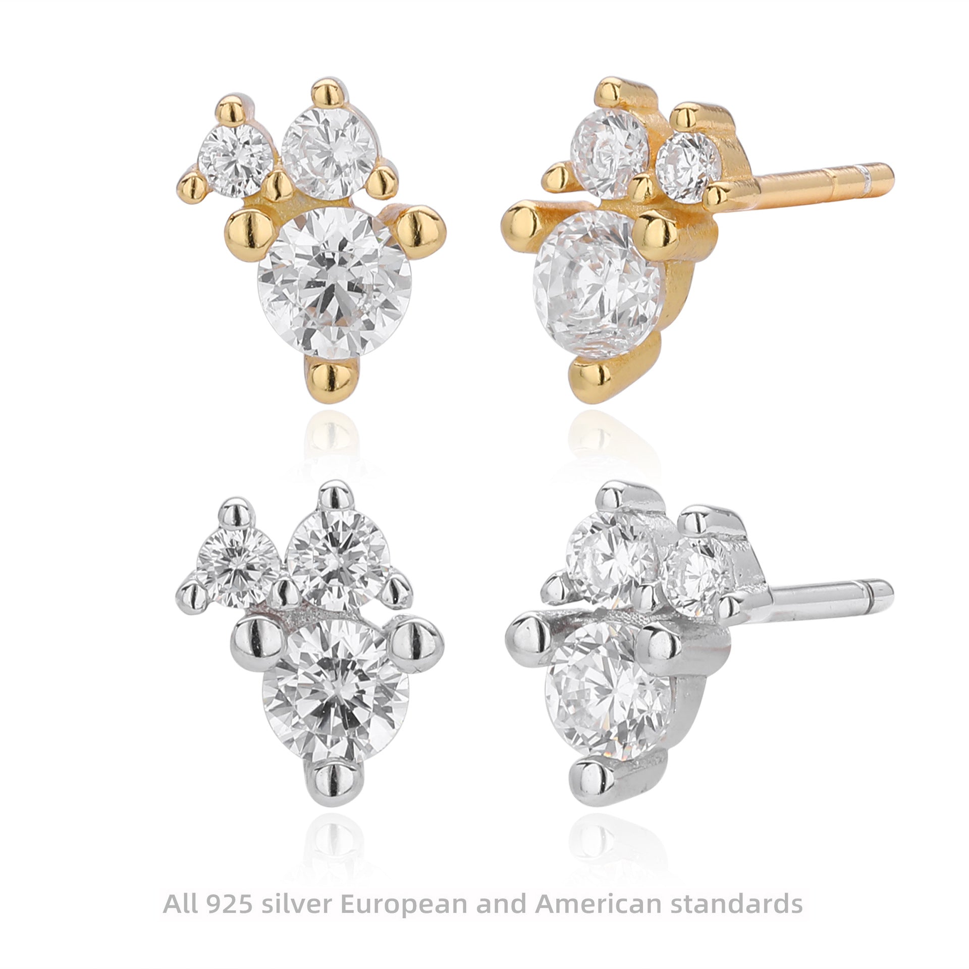 Damen Ohrstecker mit funkelnden 5A Zirkonsteinen und hochwertigem 925 Sterling Silber Shop Nory