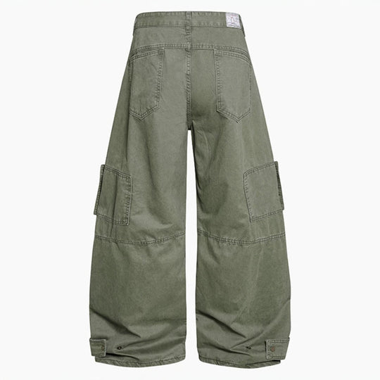Damen weite Cargo‑Culotte‑Hose mit hoher Taille, Ballon‑Bein und aufgesetzten Klappentaschen Shop Nory