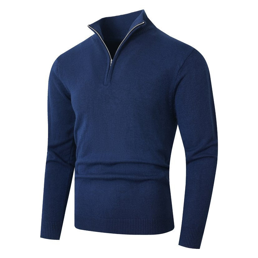 Herren Strickpullover mit modernem Stehkragen und hochwertigem Reißverschluss