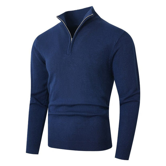 Herren Strickpullover mit modernem Stehkragen und hochwertigem Reißverschluss