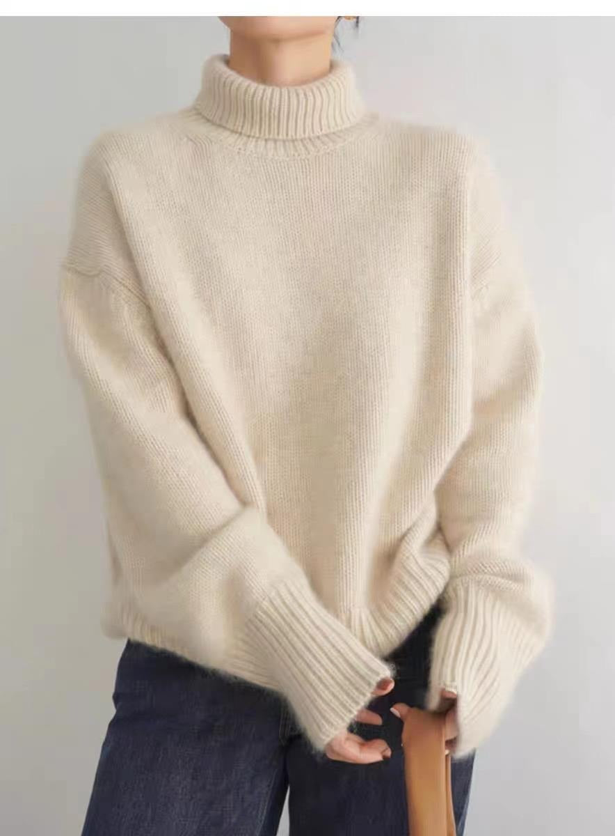 Damen Oversize Feinstrickpullover mit hohem Rollkragen und Seitenschlitzen Shop Nory