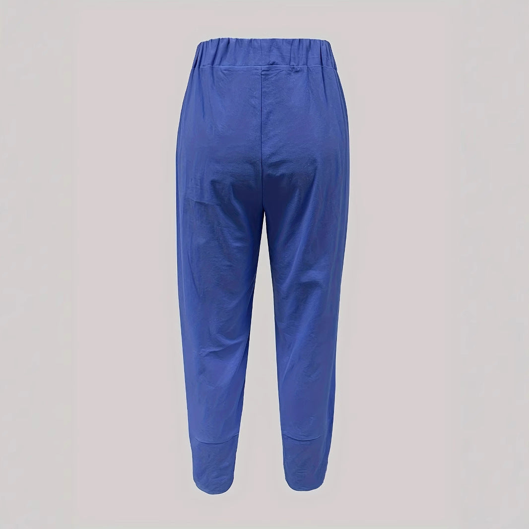 Damen weite Sommerhose mit eleganten Schnittdetails und elastischem Bund