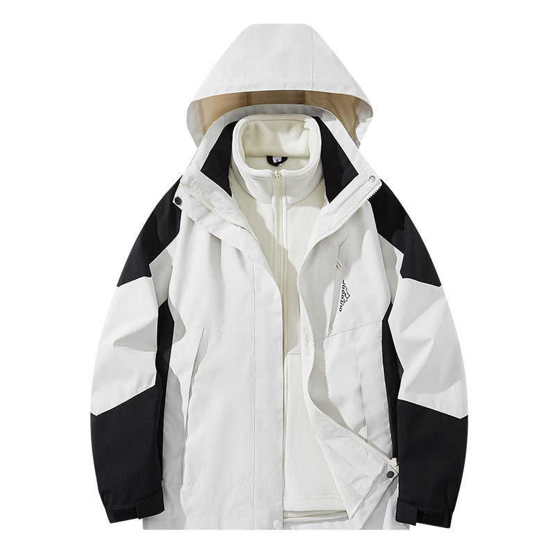 Herren Wasserabweisende zweilagige Trekkingjacke mit abnehmbarer Fleece-Innenjacke und Kapuze Shop Nory