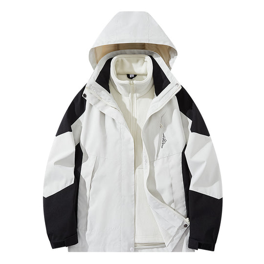 Herren Wasserabweisende zweilagige Trekkingjacke mit abnehmbarer Fleece-Innenjacke und Kapuze Shop Nory