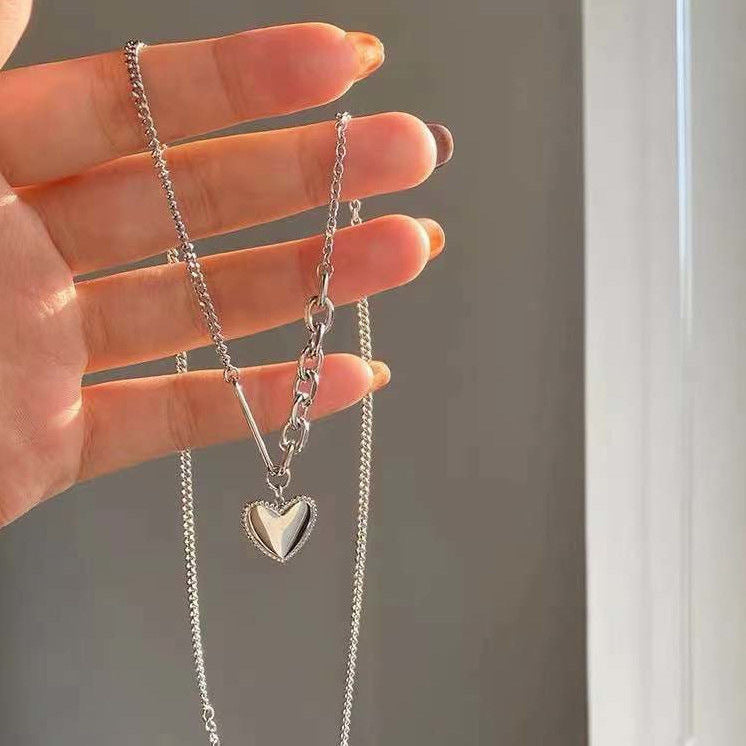 Damen Halskette mit charmantem Herzanhänger und elegante Gliederkette Shop Nory