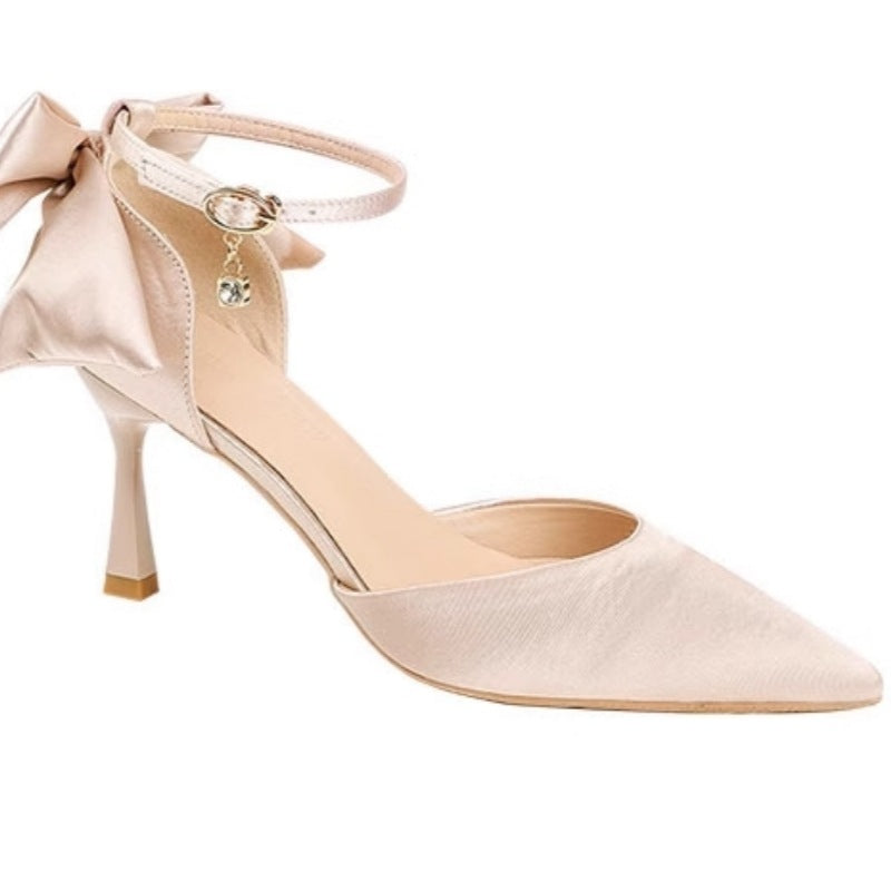 Damen elegante High Heels mit zartem Riemchen und Schleifenakzent
