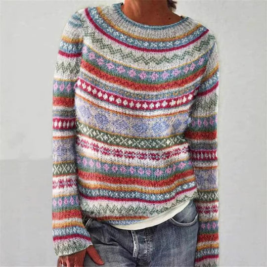 Damen nan Norwegerpullover aus Wollmix mit Rundhalsausschnitt und traditionellem Fair-Isle-Yoke Shop Nory