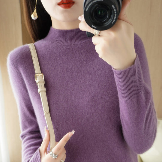 Damen Kurzrollkragenpullover in Kaschmir-Optik mit extralangen Rippbündchen Shop Nory