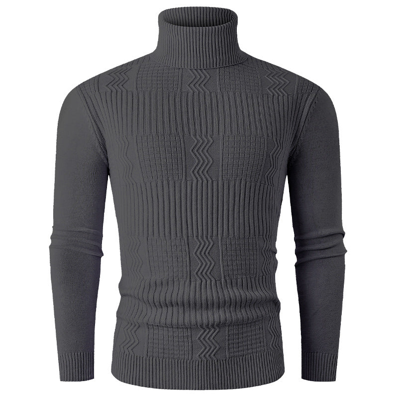 Herren Rollkragenpullover aus Feinstrick mit strukturiertem Jacquardmuster und tailliertem Schnitt Shop Nory