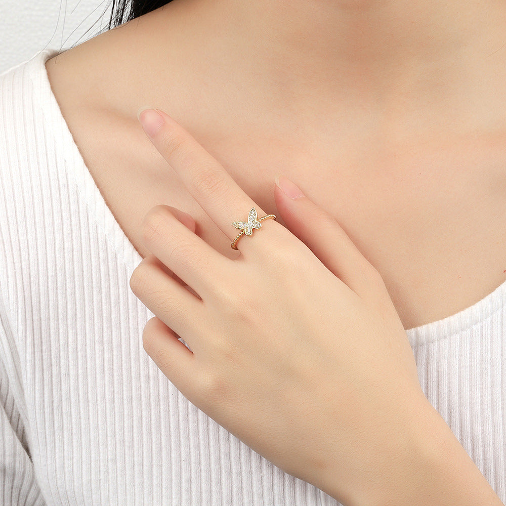 Damen Schmetterlingsring mit funkelnden Zirkonia Shop Nory
