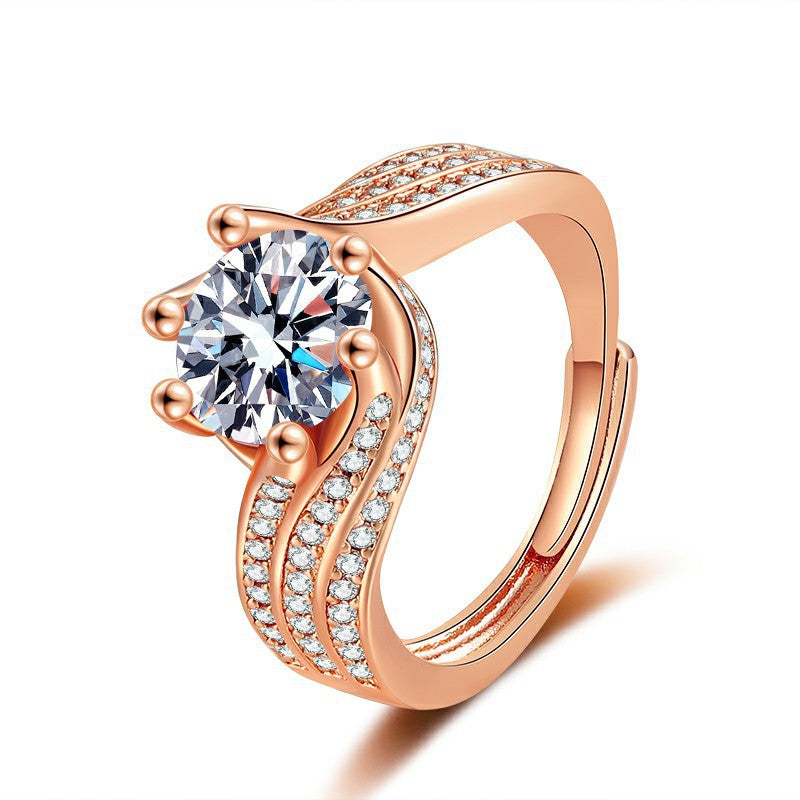 Damen Eleganter Ring mit kunstvollem Zirkonia und strahlendem Hauptstein Shop Nory