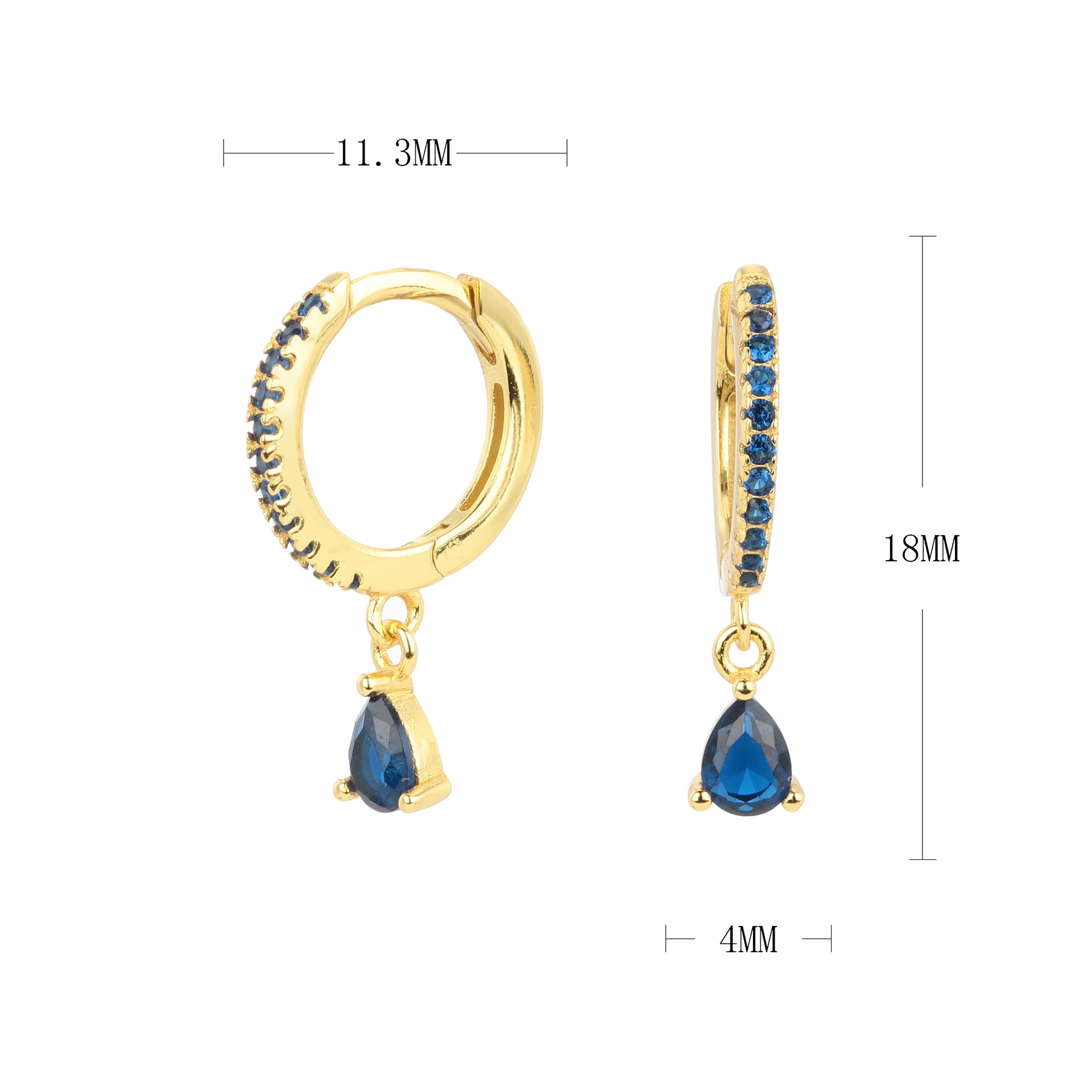 Damen Creolenohrringe mit funkelnden Aqua-Zirkon-Anhängern Shop Nory