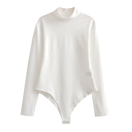 Damen Langarmbody mit Stehkragen aus dehnbarem Stretchstoff Shop Nory