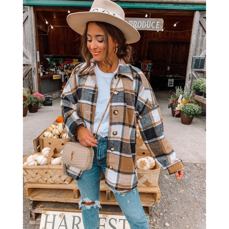 Damen Karierte Flanelljacke