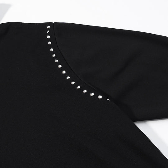 Damen Oversize-Kapuzenpullover mit Nietenbesatz und geripptem Saum Shop Nory