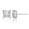 Quadratische Princess Schliff Ohrstecker Aus Sterlingsilber mit Funkelnden Zirkonia Steckverschluss