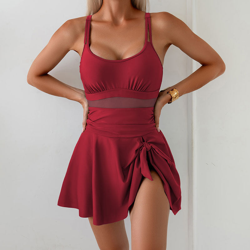 Damen Sportlicher Badeanzug mit schickem Rock Shopnory