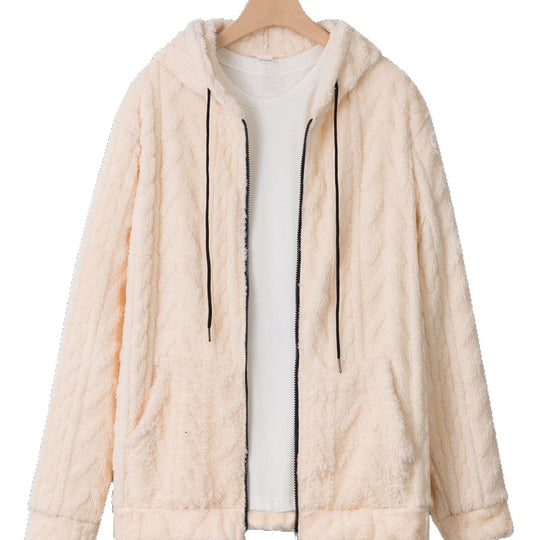 Herren kuschelige Kapuzenjacke aus Teddyfleece mit durchgehendem Reißverschluss und Kängurutaschen Shop Nory