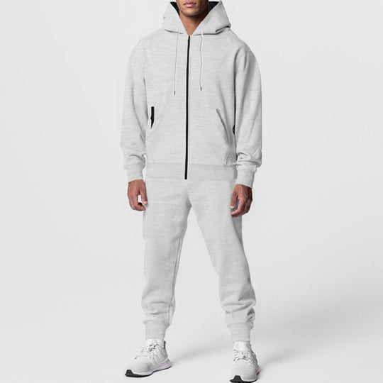 Herren nan zweiteiliges Trainingsset mit durchgehendem Reißverschluss, doppellagiger Kapuze und tapered Jogginghose Shop Nory