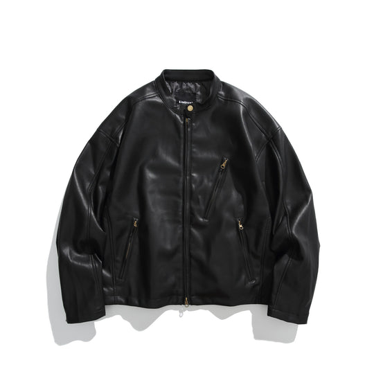 Herren Lederoptik-Bomberjacke mit Stehkragen, schrägen Reißverschlusstaschen und minimalistischer Nahtführung Shop Nory