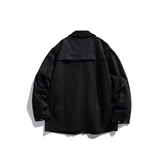 Herren Canvas-Chorejacke mit Cordkragen und Druckknopffront Shop Nory