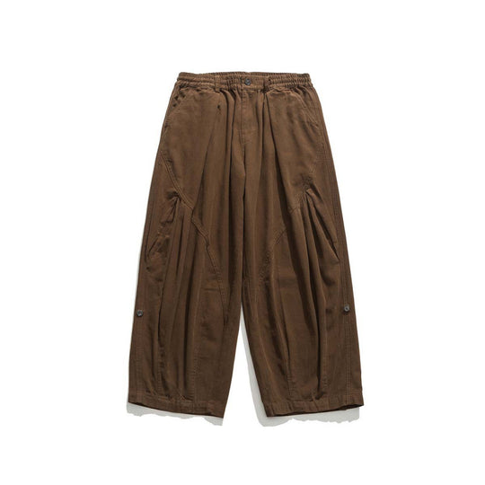 Herren Weite Cropped-Canvas-Hose im Utility‑Look mit elastischem Bund und markanten Falten Shop Nory