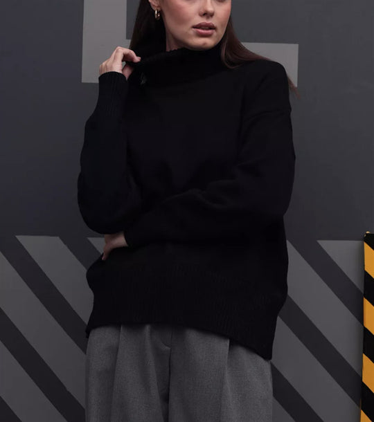 Damen Boxy-Rollkragenpullover aus feinem Feinstrick mit überschnittener Schulter Shop Nory