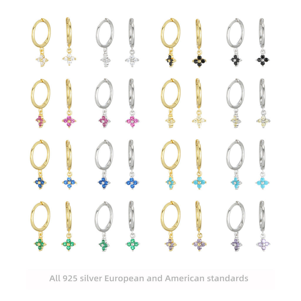 Damen Creolenohrringe mit blütenförmigen Anhängern und hochwertigem Zirkonbesatz Shop Nory