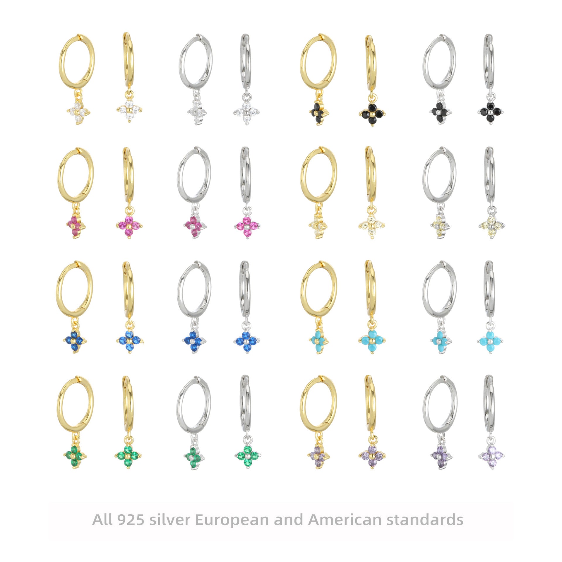 Damen Creolenohrringe mit blütenförmigen Anhängern und hochwertigem Zirkonbesatz Shop Nory