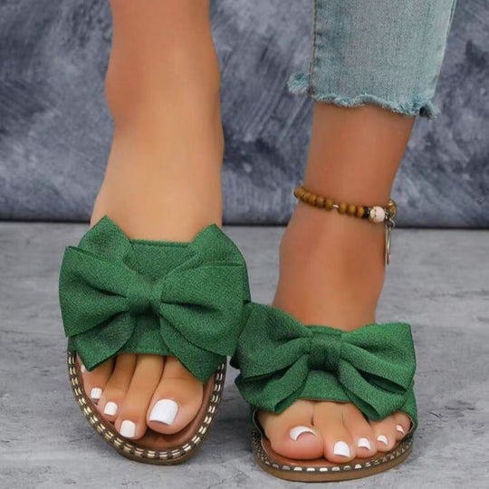 Damen Flip-Flops mit dekorativem Schleifen-Design und rutschfester Sohle