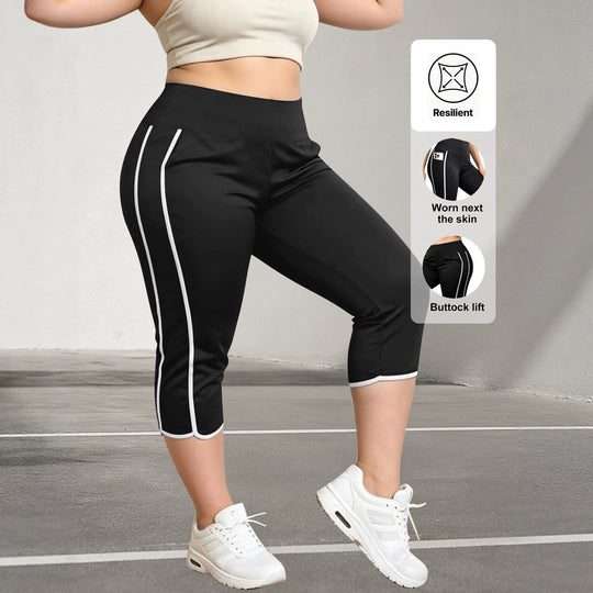 Damen Capri-Sportleggings mit hoher Taille, Bauchkontrolle und seitlicher Smartphone-Tasche Shopy Nory