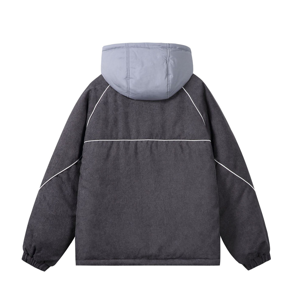 Unisex Wattierte Cord-Fieldjacke mit Kapuze und großen Utility‑Taschen Shop Nory
